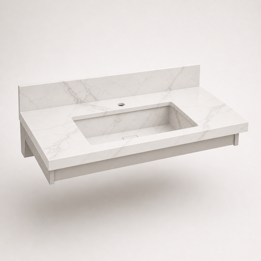"The Floating Stone" - Wall-Mounted Floating Integrated Sink